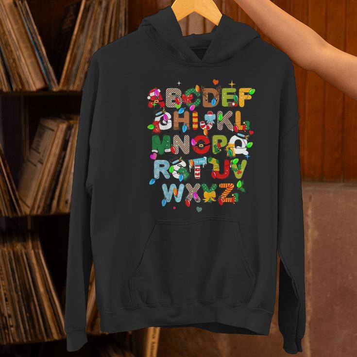 ABCs Learning Kindergarten Teacher Christmas Lights Alphabet For Men Women Kids Women's Hoodie, gift for family, gift for coworker