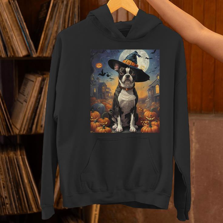 Aesthetic Halloween Boston Terrier Dog Witch Pumpkin For Men Women Kids Women's Hoodie, Boston Terrier Halloween Hoodies, gift for family, gift for coworker