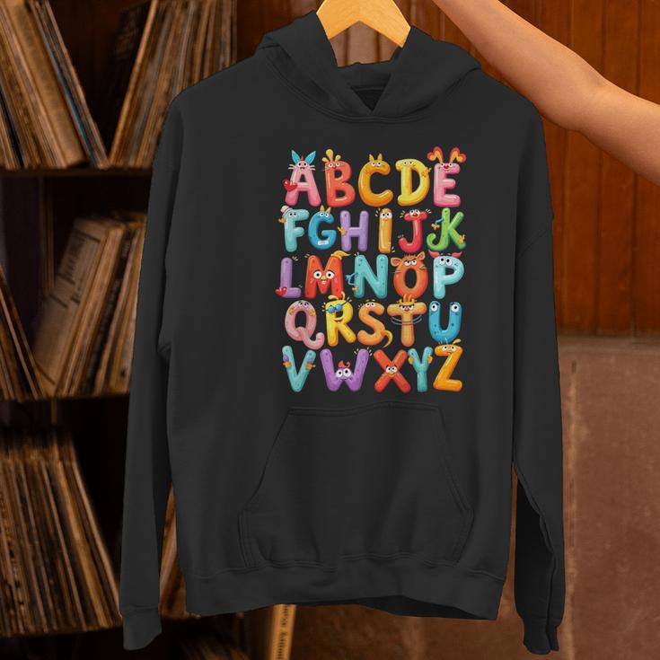 Alphabet A-Z ABC Kids Back To School Pre K Teachers Women's Hoodie, gift for family, gift for coworker