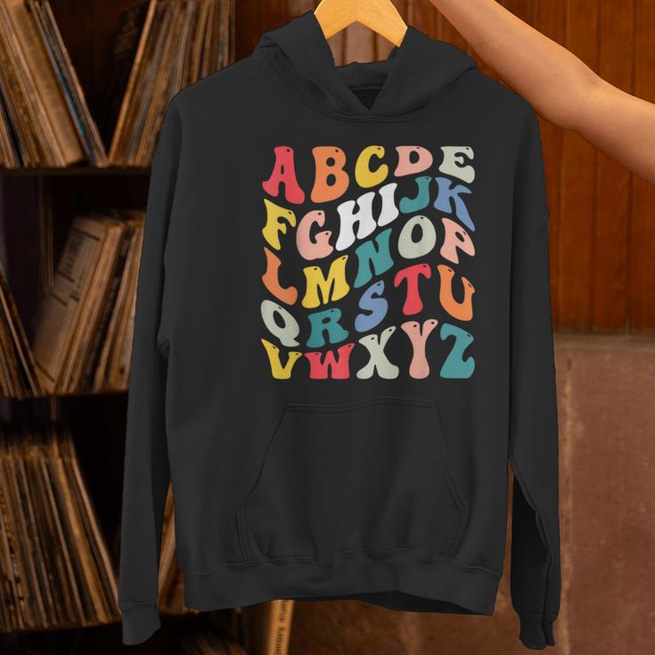 Alphabet Hi Back To School ABC Pre K Kindergarten Teacher Women's Hoodie, gift for family, gift for coworker