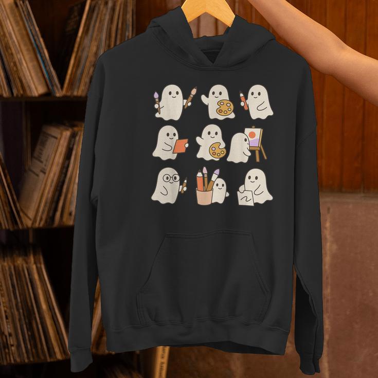 Art Teacher Ghost Halloween Artists Painter Teacher Spooky Women's Hoodie, gift for family, gift for coworker