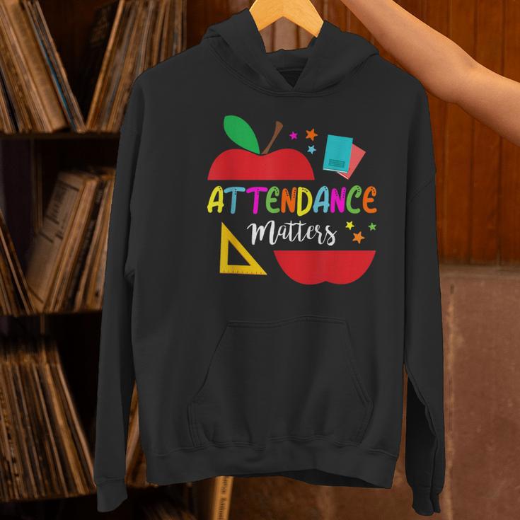 Attendance Matters Teacher Apple For Back To School Women's Hoodie, gift for family, gift for coworker Attendance Matters Teacher Apple For Back To School Women's Hoodie, gift for family, gift for coworker