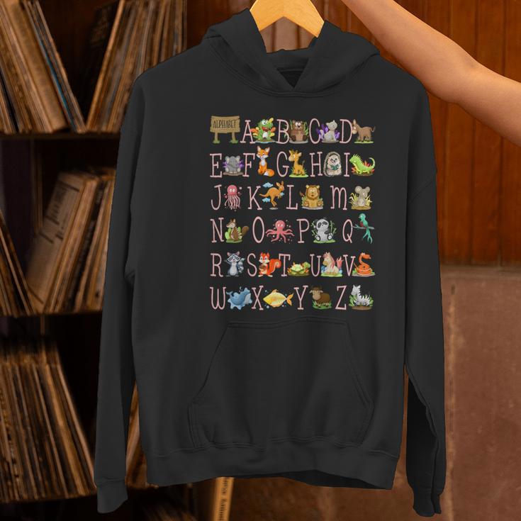 Back To School Kindergarten Teacher ABCs Animals Alphabet Women's Hoodie, gift for family, gift for coworker Back To School Kindergarten Teacher ABCs Animals Alphabet Women's Hoodie, gift for family, gift for coworker