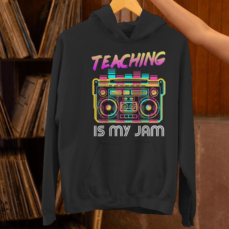 Back To School Retro Teaching Is My Jam 80s Teacher Boombox Women's Hoodie, gift for family, gift for coworker