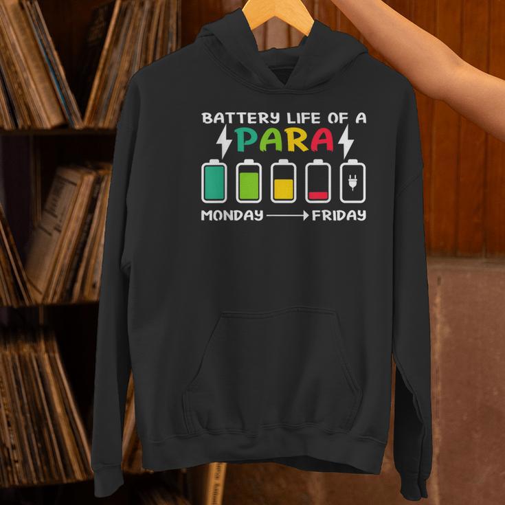 Battery Life Of a Paraprofessional Para Teacher Life Women's Hoodie, gift for family, gift for coworker