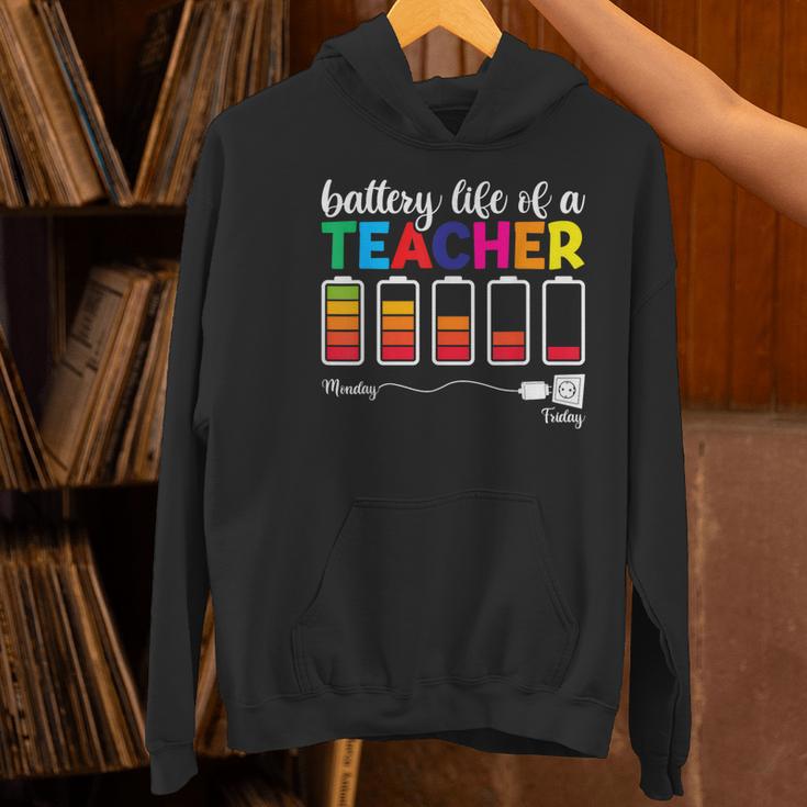 Battery Life Of a Teacher Shirt Thanksgiving Teacher Women's Hoodie, gift for family, gift for coworker