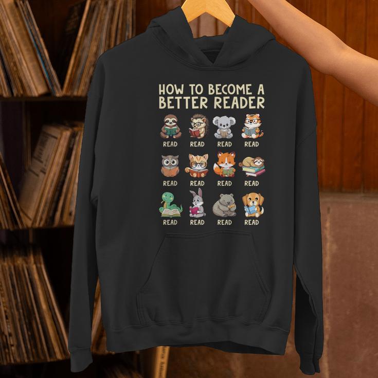 How To Become A Better Reader Animals Reading Teacher Women's Hoodie, gift for family, gift for coworker