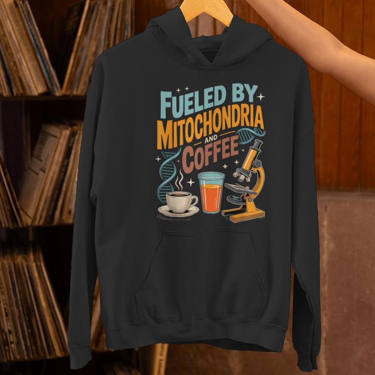Biology Teacher Science Fueled By Mitochondria Coffee Women's Hoodie, Science Teacher Hoodies, gift for family, gift for coworker