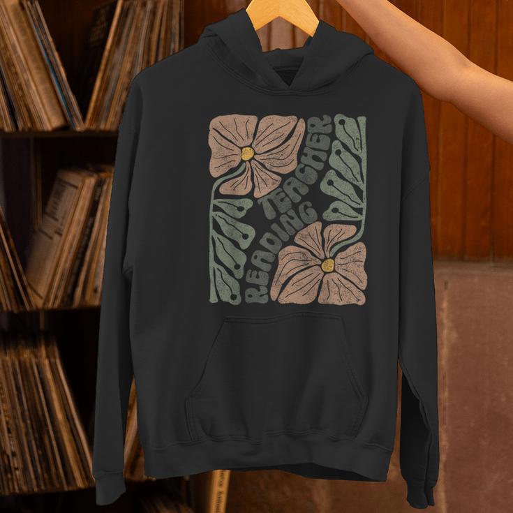 Boho Floral Reading Teacher Retro Reading Specialist Wildfl Women's Hoodie, gift for family, gift for coworker