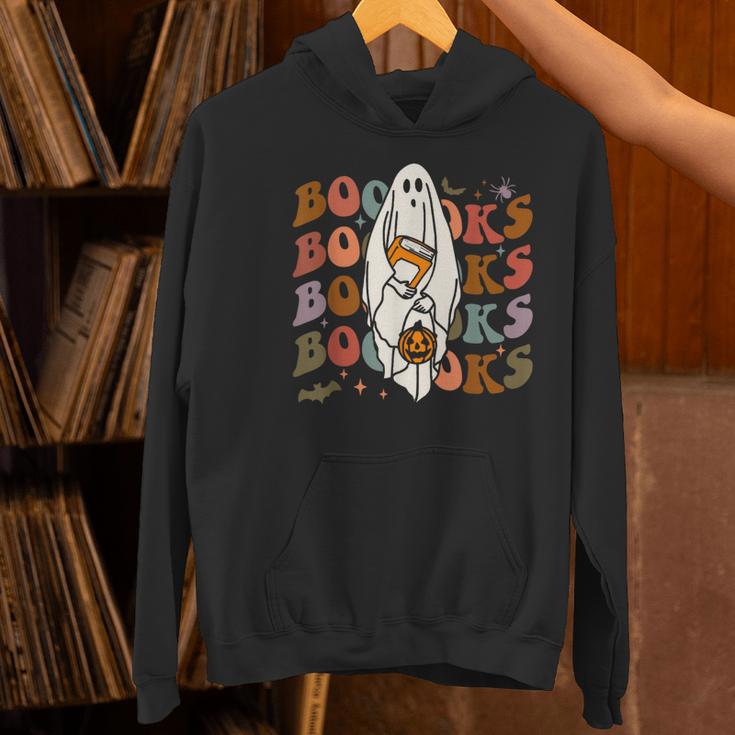 Booooks Ghost Halloween Groovy Vintage Teacher Book Reading Women's Hoodie, Groovy Teacher Hoodies, gift for family, gift for coworker Booooks Ghost Halloween Groovy Vintage Teacher Book Reading Women's Hoodie, Groovy Teacher Hoodies, gift for family, gift for coworker