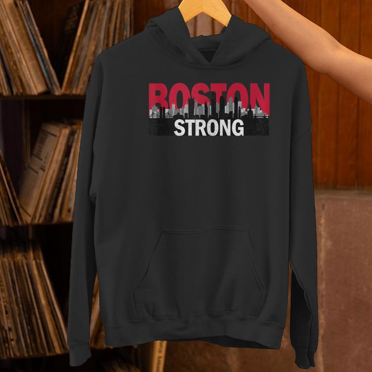 Boston Strong Logo Vintage Boston City Skyline Women's Hoodie, gift for family, gift for coworker