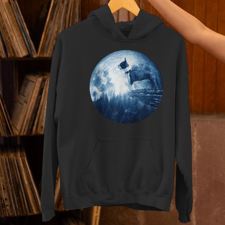 Boston Terrier Dog Moon Dog Mom Dad Women Men Dog Lovers Women's Hoodie, Boston Terrier Mom Hoodies, Boston Terrier Dad Hoodies, gift for family, gift for coworker