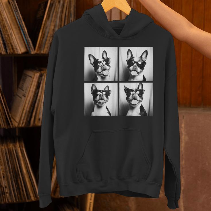 Boston Terrier Dogs With Sunglasses Photo Pets Meme Women's Hoodie, gift for family, gift for coworker