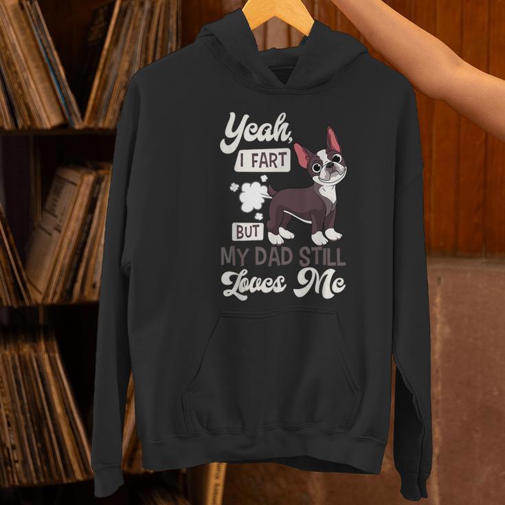 Boston Terrier Fart American Gentleman Non-Sporting Dog Women's Hoodie, American Boston Terrier Hoodies, gift for family, gift for coworker