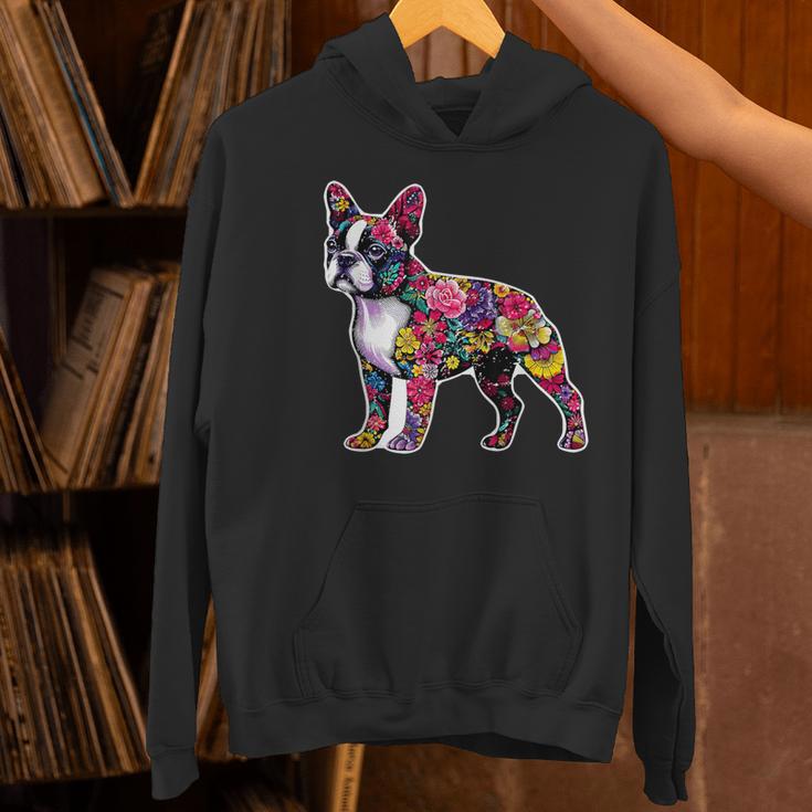 Boston Terrier Floral Dog Lover Vintage Distressed For Men Women Kids Women's Hoodie, gift for family, gift for coworker