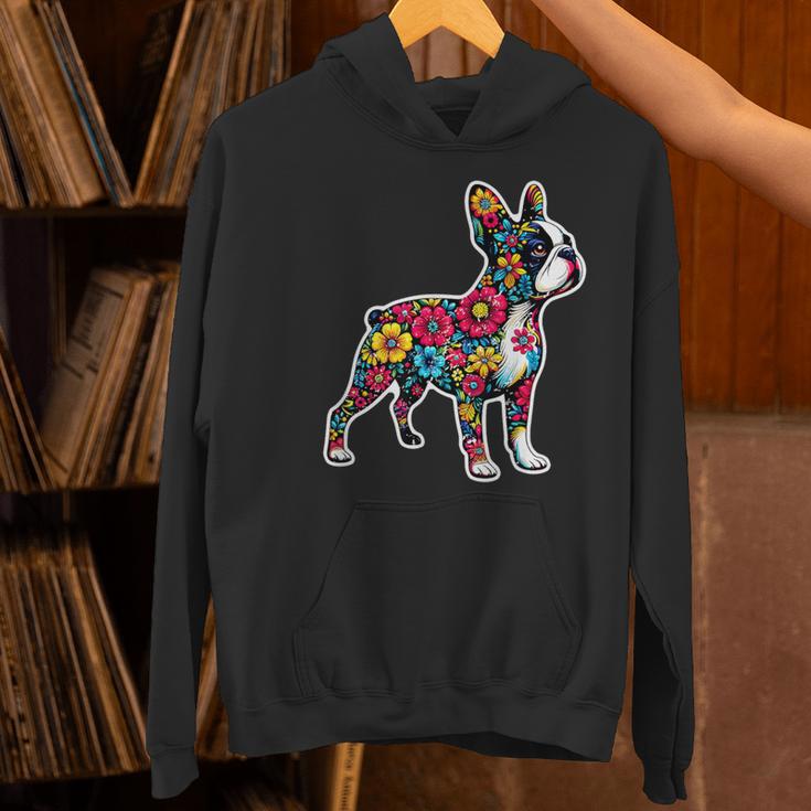 Boston Terrier Floral Vintage Dog Mom Distressed Men Women Kids Women's Hoodie, Boston Terrier Mom Hoodies, gift for family, gift for coworker