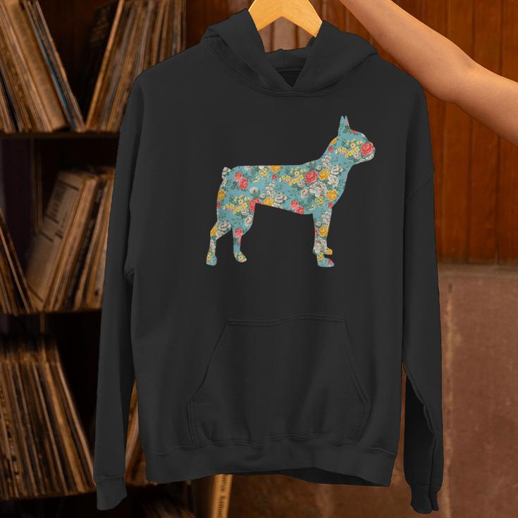 Boston Terrier Flower Silhouette Floral Dog Men Women Girls Kids Women's Hoodie, gift for family, gift for coworker