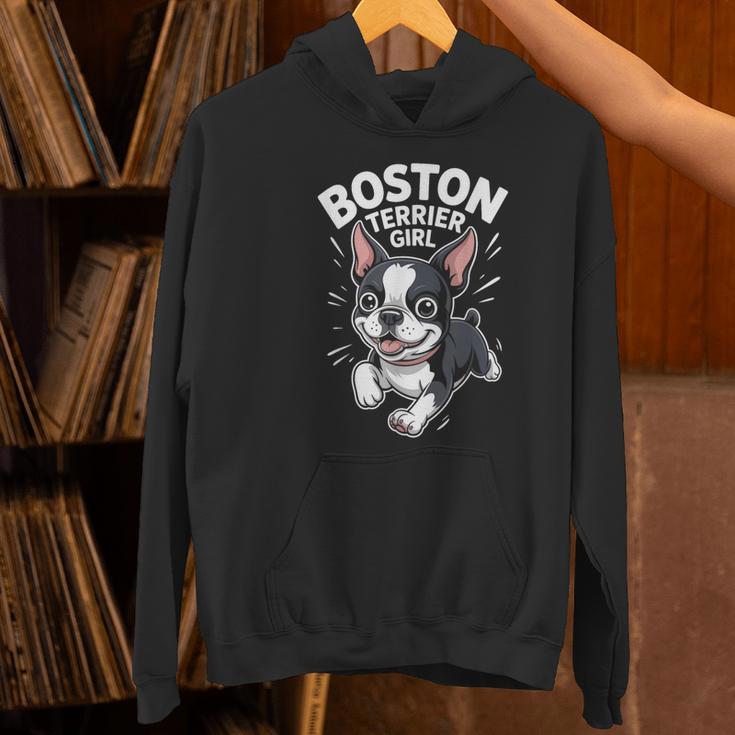Boston Terrier Girl Cute Cartoon For Dog Owners Pet Terrier Women's Hoodie, gift for family, gift for coworker