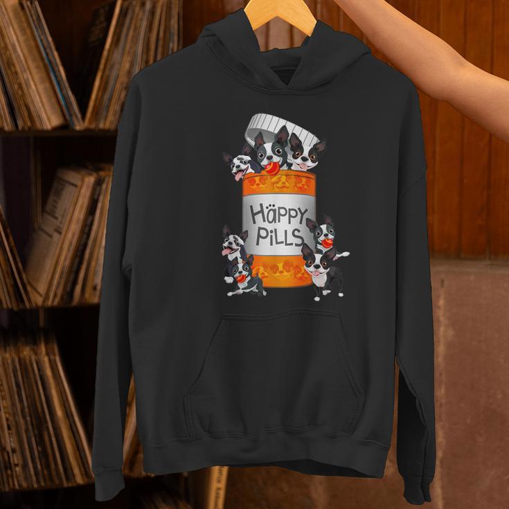 Boston Terrier Happy Pills T-Shirt Women's Hoodie, gift for family, gift for coworker