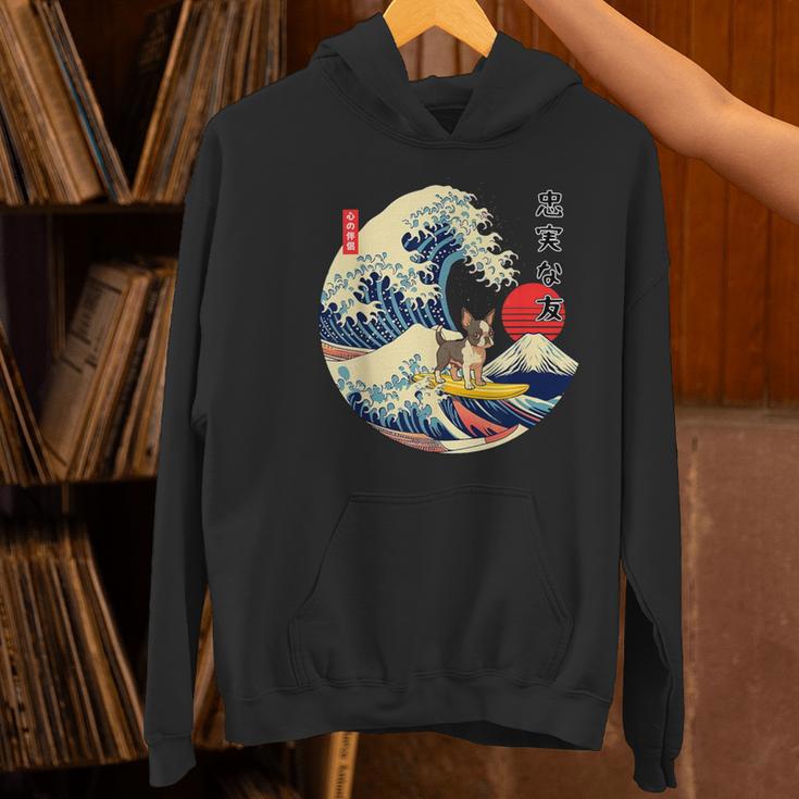 Boston Terrier Japanese Kanagawa Wave Surf Loyal Dog Men Women Kids Women's Hoodie, gift for family, gift for coworker