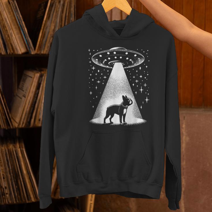 Boston Terrier Mom Dad Dog Alien UFO For Men Women Women's Hoodie, Boston Terrier Mom Hoodies, Boston Terrier Dad Hoodies, gift for family, gift for coworker