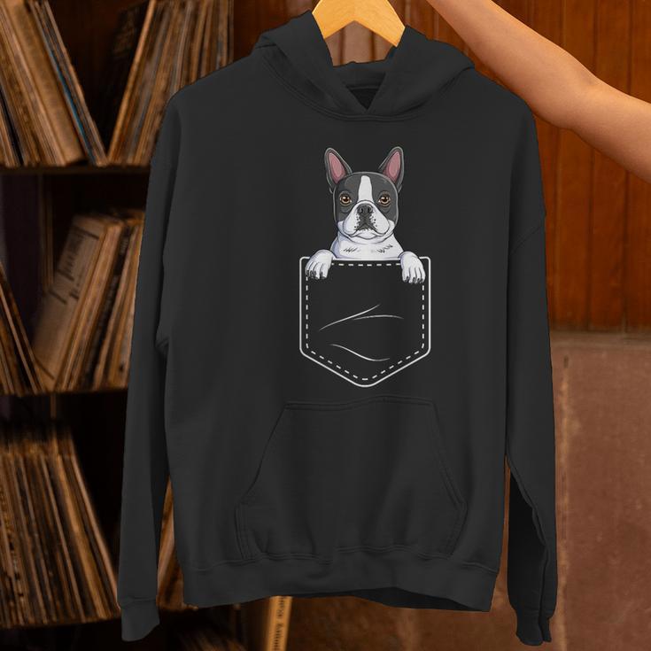 Boston Terrier In The Pocket Cute Boston Terrier Dog Lovers For Men Women Girls Kids Women's Hoodie, gift for family, gift for coworker