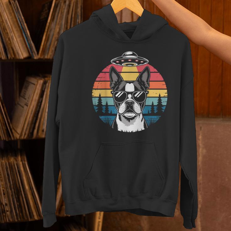 Boston Terrier UFO Alien Boston Terrier Dog Mom Dad Women's Hoodie, Boston Terrier Mom Hoodies, Boston Terrier Dad Hoodies, gift for family, gift for coworker