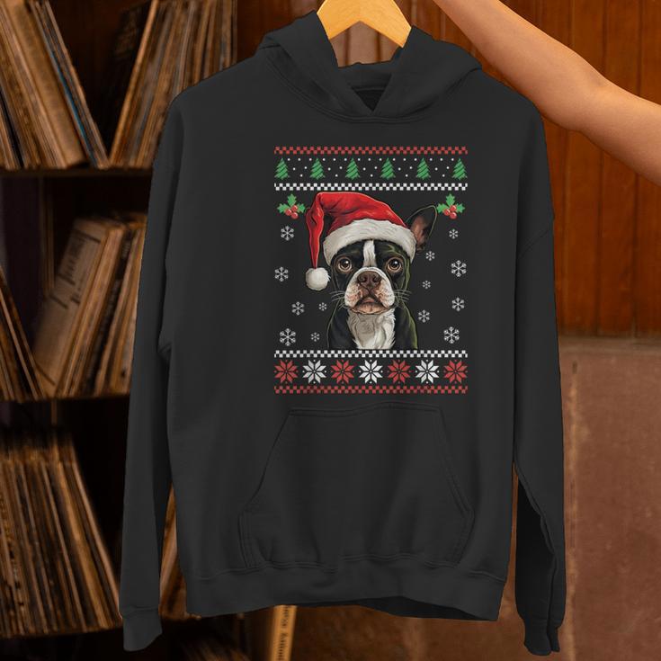 Boston Terrier Ugly Christmas Sweater Xmas For Adults Kids Women's Hoodie, Boston Terrier Christmas Hoodies, gift for family, gift for coworker