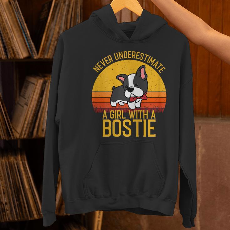 Boston Terrier Never Underestimate a Girl With a Bostie Women's Hoodie, gift for family, gift for coworker