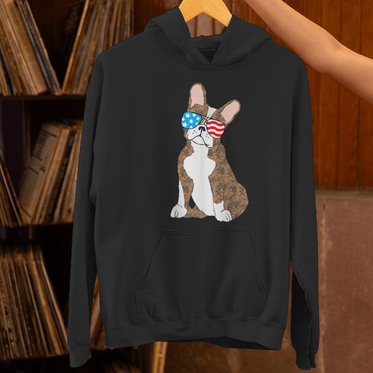 Brindle Boston Terrier Dog Patriotic Shirt USA Flag Women's Hoodie, Patriotic Boston Terrier Hoodies, gift for family, gift for coworker