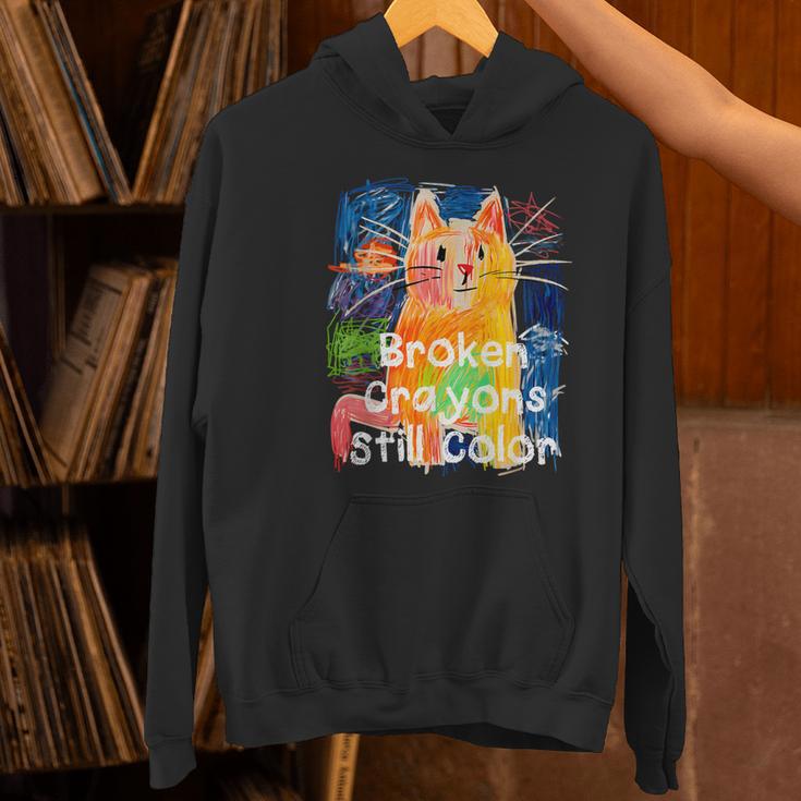 Broken Crayons Still Color Cat Teacher Women's Hoodie, gift for family, gift for coworker
