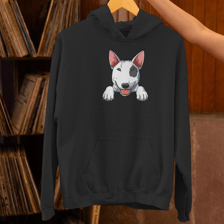 Bull Terrier Pocket Bull Terrier Peeking Out Pocket Women's Hoodie, gift for family, gift for coworker
