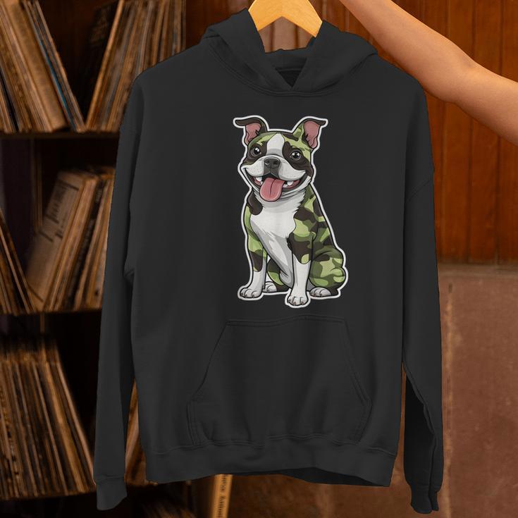 Camo Boston Terrier Pet Owner Camouflage Dog Lover Women's Hoodie, gift for family, gift for coworker
