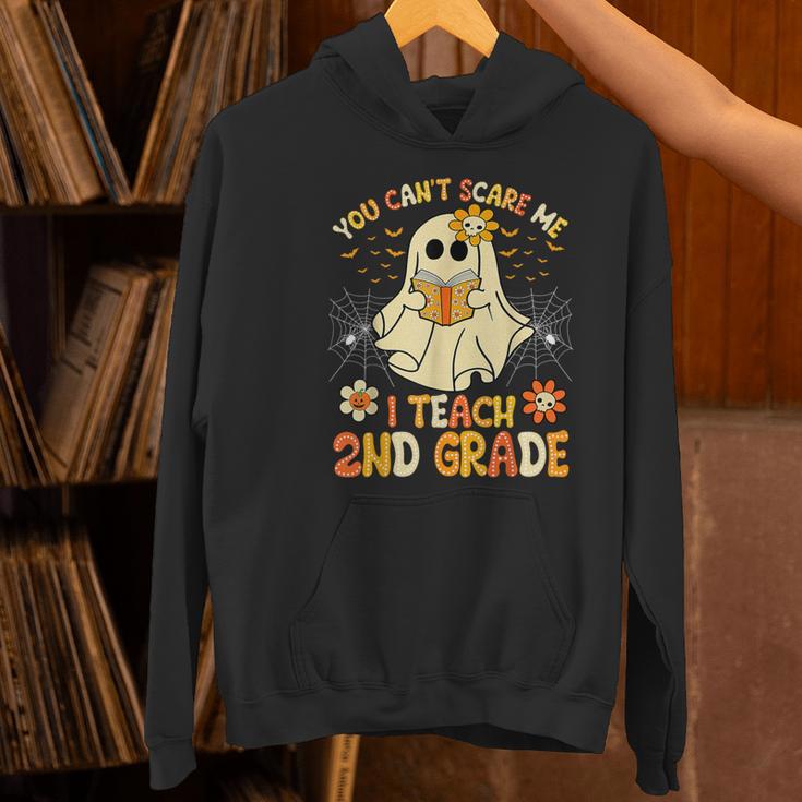 You Can't Scare Me I Teach 2nd Grade Halloween Teacher Ghost Women's Hoodie, 2nd Grade Teacher Hoodies, gift for family, gift for coworker