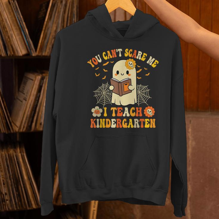 You Can't Scare Me I Teach Kindergarten Halloween Teacher Women's Hoodie, gift for family, gift for coworker