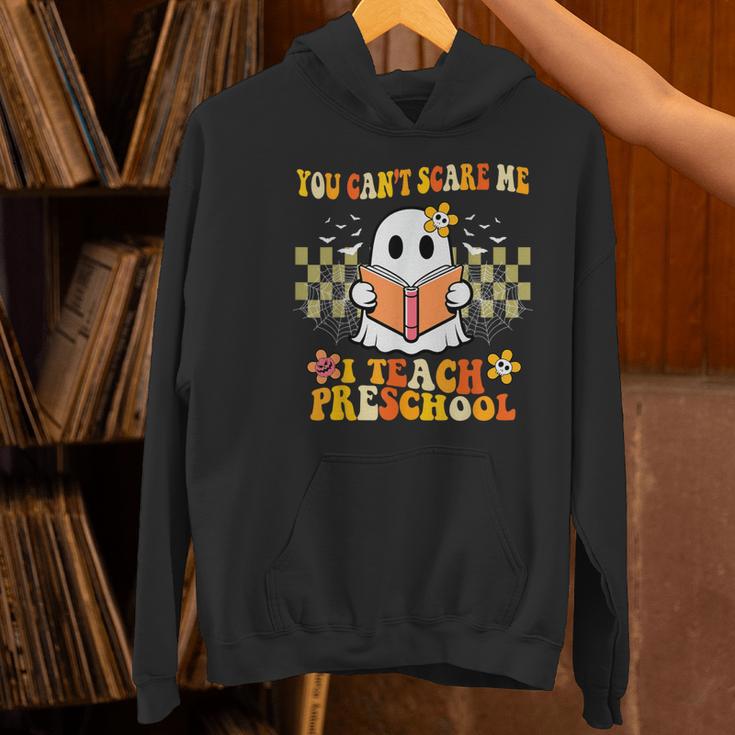 You Can't Scare Me I Teach Preschool Ghost Halloween Teacher Women's Hoodie, gift for family, gift for coworker