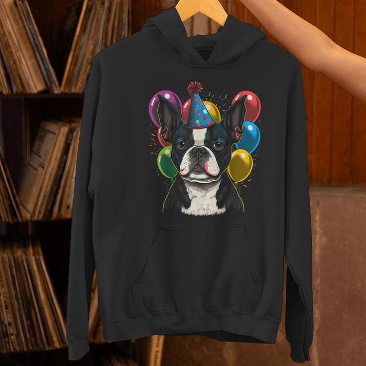 Celebration Event Birthday Party Boston Terrier Women's Hoodie, gift for family, gift for coworker