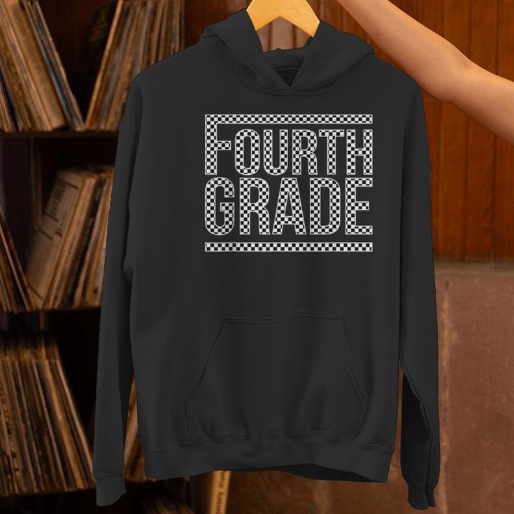 Checkered Fourth Grade Teacher Team Crew Back To School Women's Hoodie, gift for family, gift for coworker Checkered Fourth Grade Teacher Team Crew Back To School Women's Hoodie, gift for family, gift for coworker