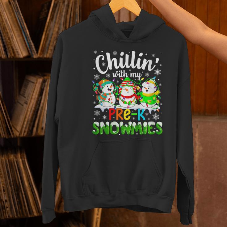 Chillin With My Pre-K Snowmies Christmas Teacher Xmas Women's Hoodie, gift for family, gift for coworker