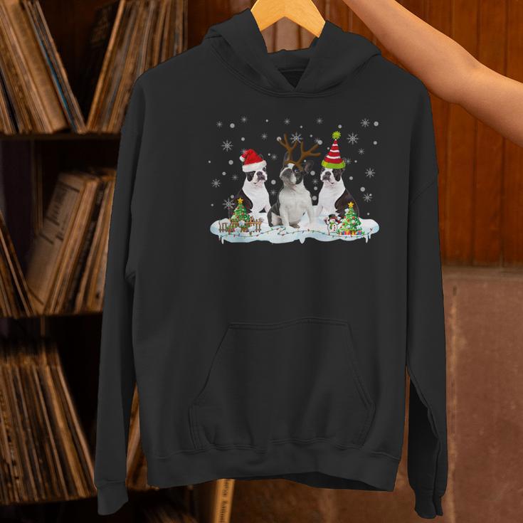 Christmas Boston Terrier Santa Dog Lover Women's Hoodie, Boston Terrier Christmas Hoodies, gift for family, gift for coworker