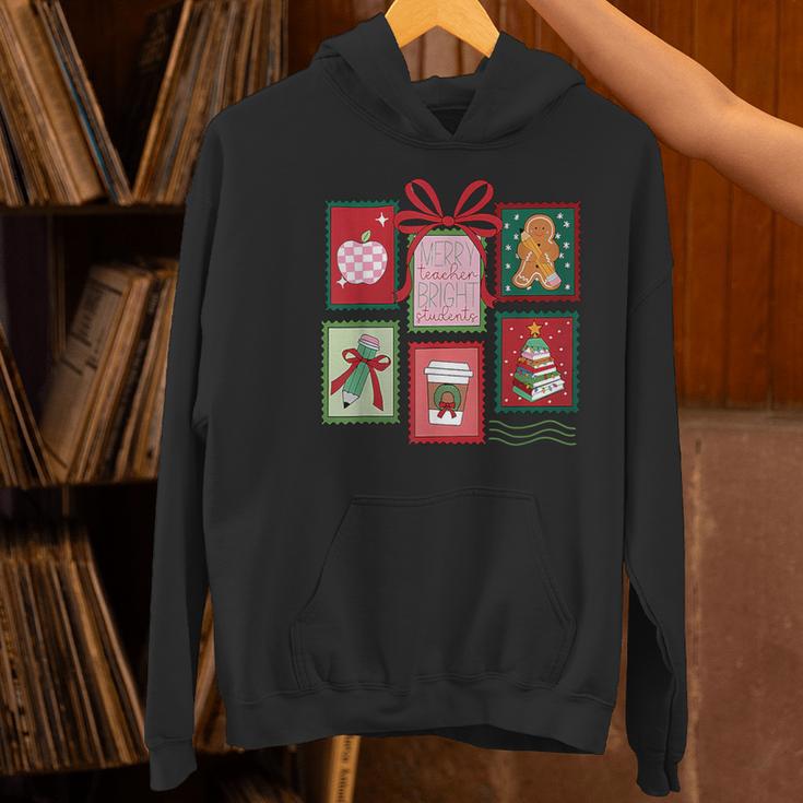 Christmas Teacher Stamps Women's Hoodie, gift for family, gift for coworker