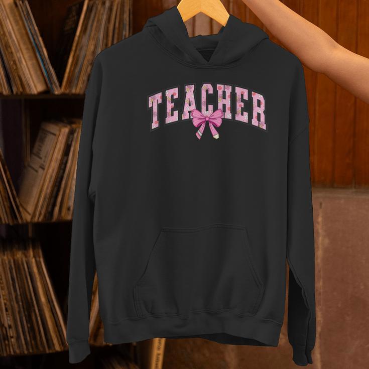 Coquette Bow Back To School First Day Teacher Women's Hoodie, gift for family, gift for coworker Coquette Bow Back To School First Day Teacher Women's Hoodie, gift for family, gift for coworker
