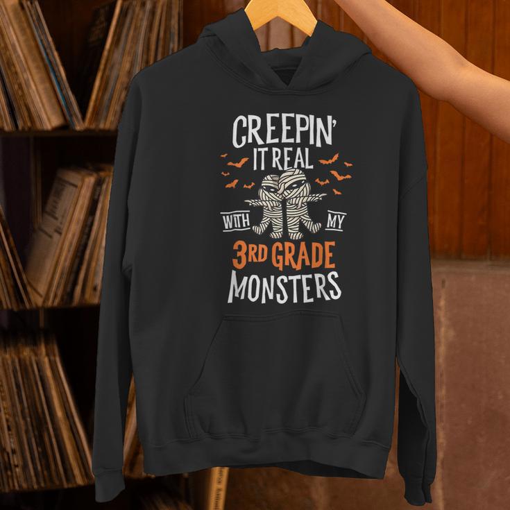 Creepin It Real With My 3rd Grade Monsters Halloween Teacher Women's Hoodie, gift for family, gift for coworker