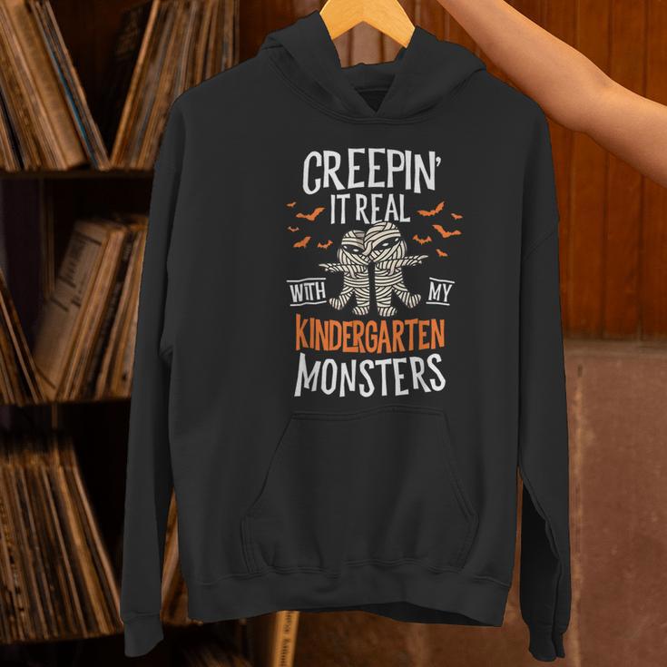 Creepin It Real Kindergarten Monsters Halloween Teacher Women's Hoodie, gift for family, gift for coworker Creepin It Real Kindergarten Monsters Halloween Teacher Women's Hoodie, gift for family, gift for coworker