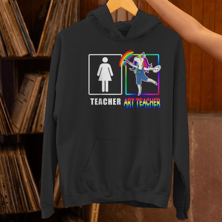 Cute Art Teacher Magical Dabbing Unicorn Artist Women's Hoodie, gift for family, gift for coworker