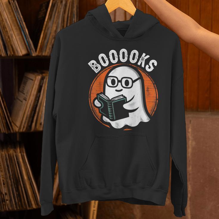 Cute Ghost Book Reading Books Lover Retro Halloween Teacher Women's Hoodie, gift for family, gift for coworker