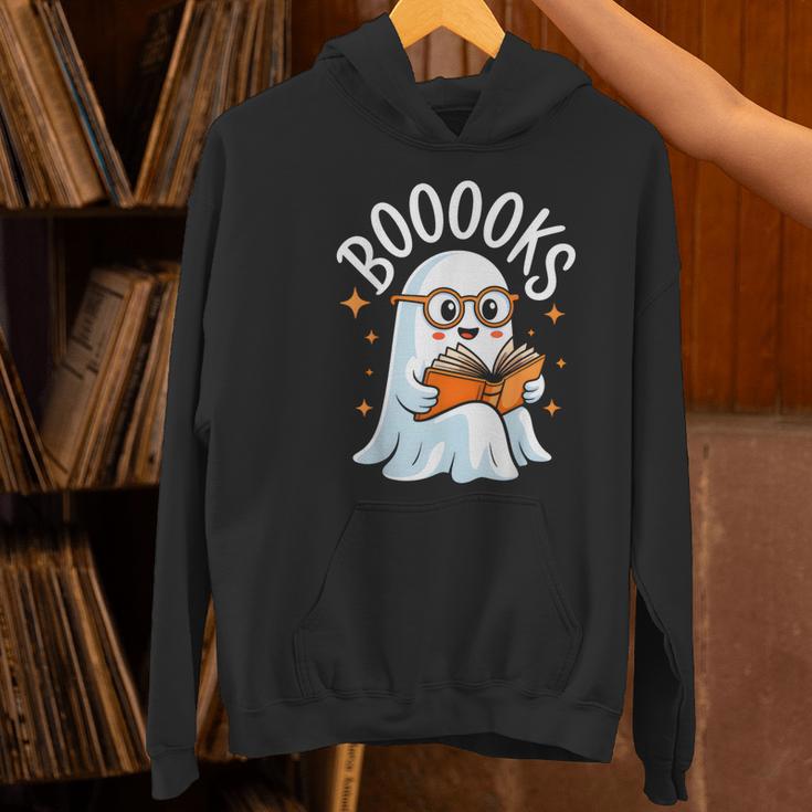 Cute Ghost Reading Book Librarian Teacher Halloween Costume Women's Hoodie, gift for family, gift for coworker