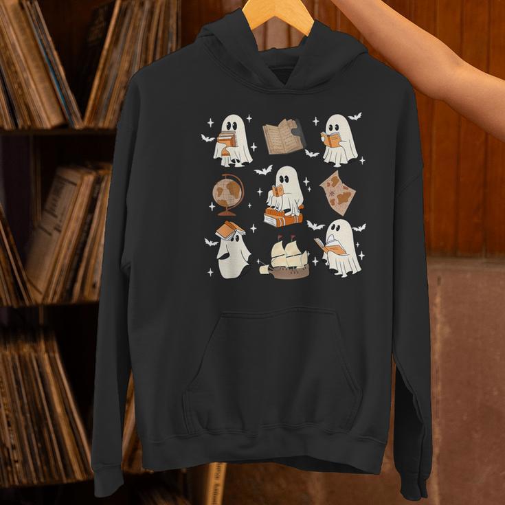 Cute Ghosts Reading Book Bookworm Halloween History Teacher Women's Hoodie, History Teacher Hoodies, gift for family, gift for coworker Cute Ghosts Reading Book Bookworm Halloween History Teacher Women's Hoodie, History Teacher Hoodies, gift for family, gift for coworker