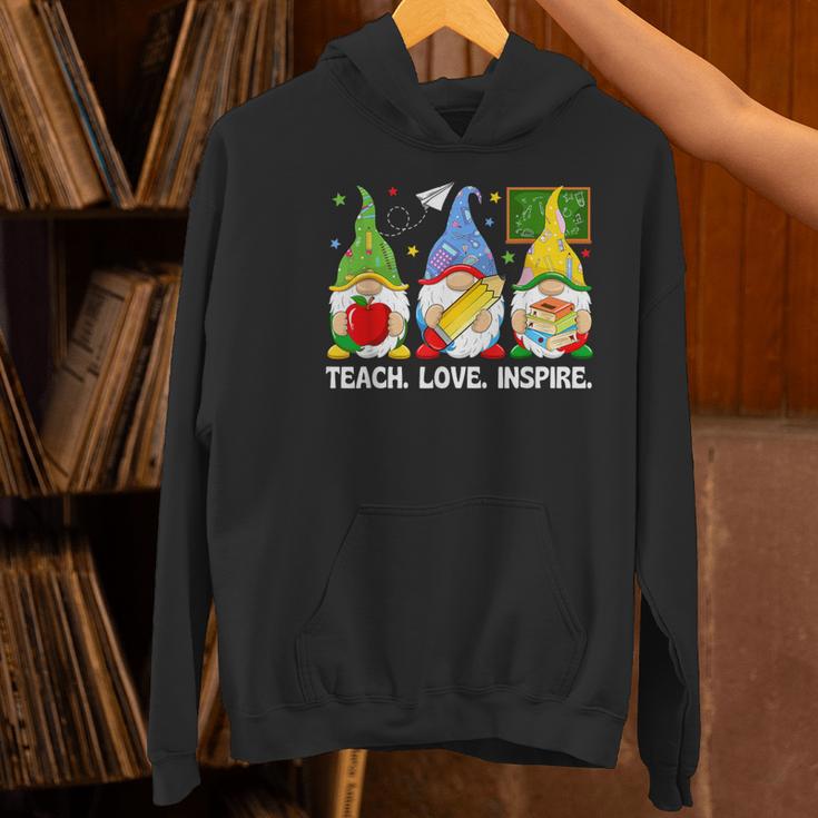 Cute Gnomes Teach Love And Inspire Back To School Teacher Women's Hoodie, gift for family, gift for coworker