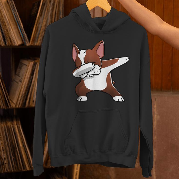 Dabbing Red Boston Terrier Dab Dance Dog Men Women Kids Women's Hoodie, gift for family, gift for coworker